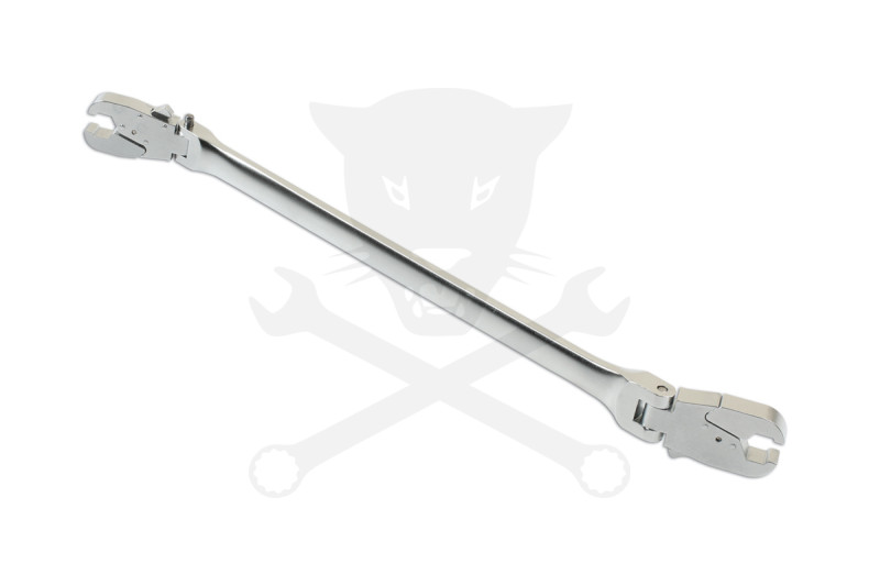 Fékcsőkulcs racsnis, kétoldali csuklós, extra hosszú  8 x 9 mm -Laser