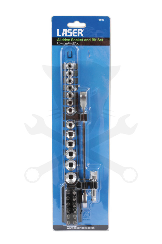 Dugókulcs - crowafej készlet 1/4" Gear Lock - Alldrive 27 db+Tart. -TS20