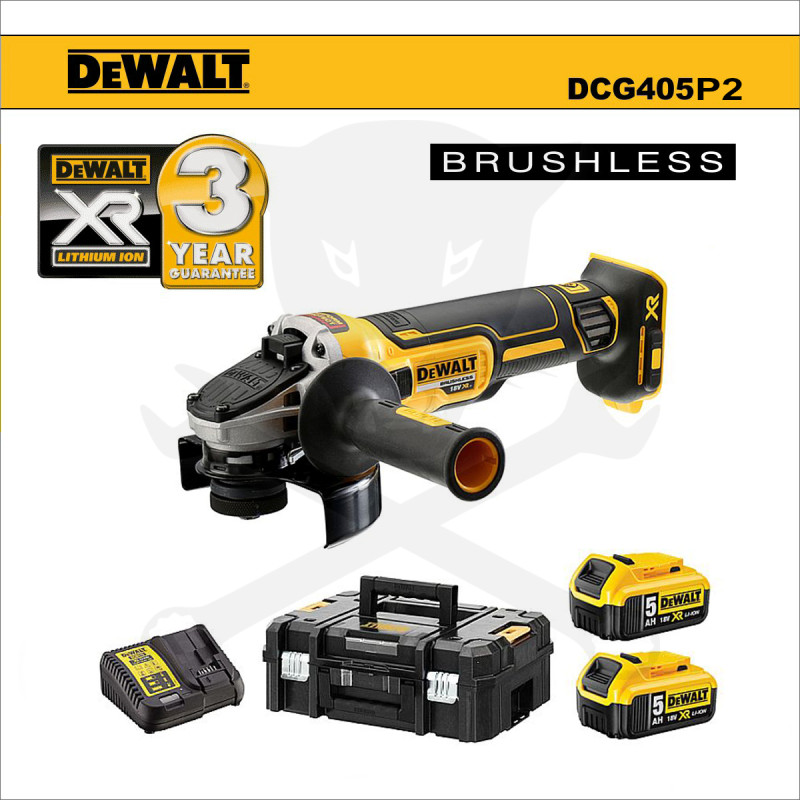 Sarokcsiszoló, akkus 18V 125 mm laposfejű - akkus + koffer - DeWalt2