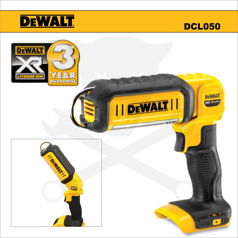 Szerelőlámpa, akkus, csuklós fej - akku nélkül - 225-450 Lm DeWalt