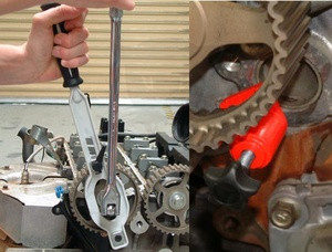 Vezérlésrögzítő szerelő szerszám + fogaskerék ellentartó - Hubitools