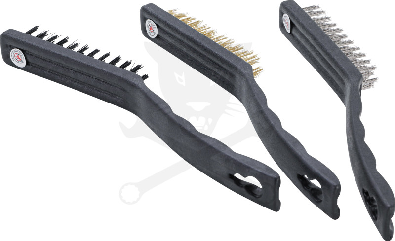 Drótkefe készlet 225 mm 3 db-os acél + réz + műanyag - Kraftmann