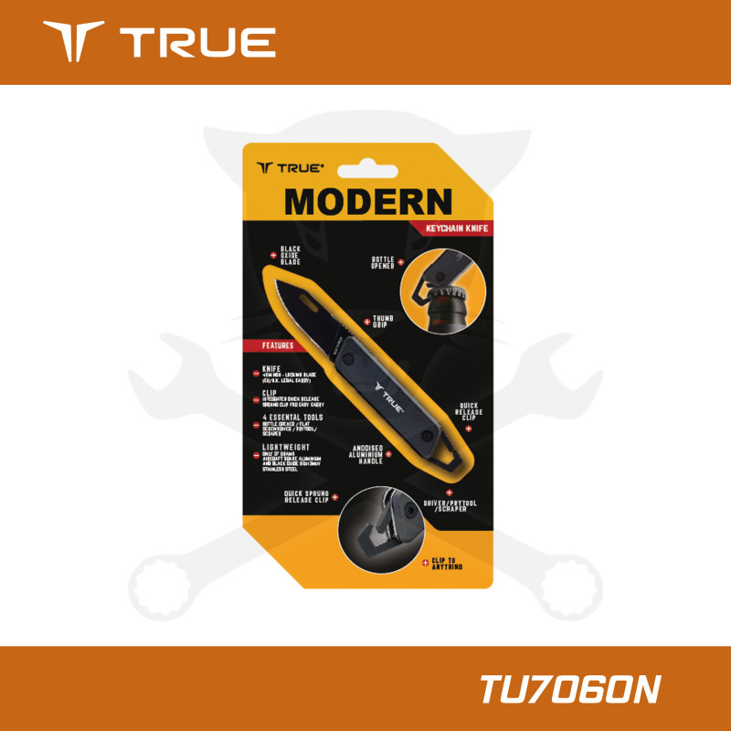 Vágókés, összecsukható Modern Keychain Knife - Fekete - True