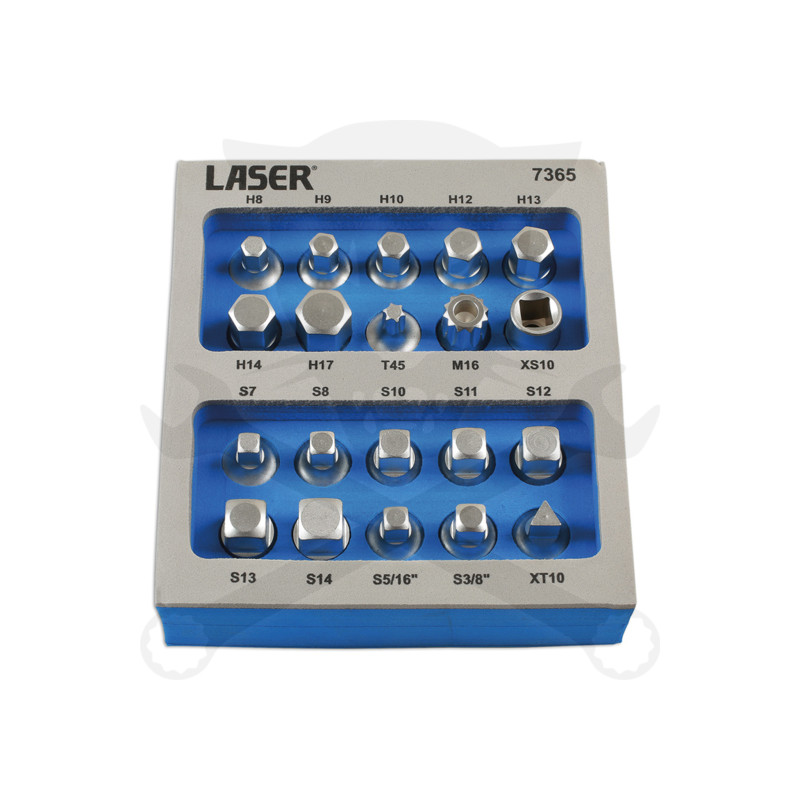 Olajleeresztő kulcs készlet 20 db-os 3/8"- Tálcában