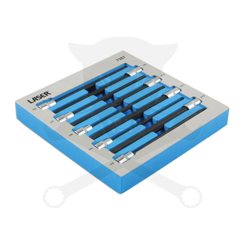 Rátűzőkulcs 9 db-os készlet 3/8" Imbusz 4-12 mm  extra hosszú 200 mm