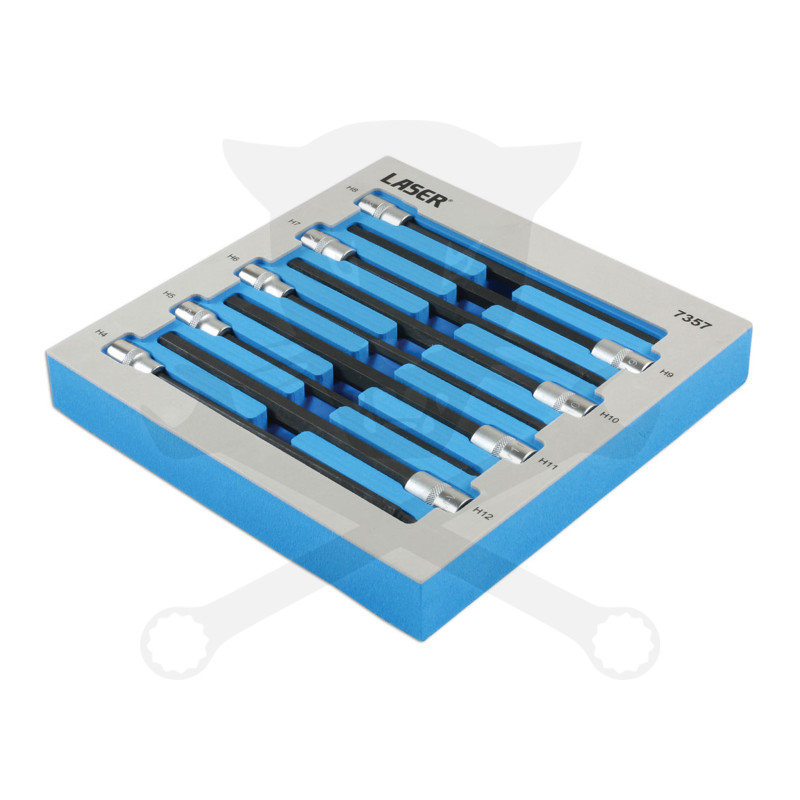 Rátűzőkulcs 9 db-os készlet 3/8" Imbusz 4-12 mm  extra hosszú 200 mm