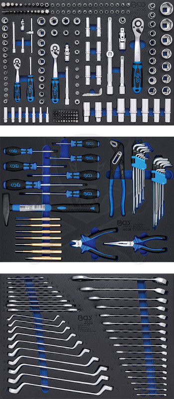Szerszámos kocsi gyári-felszerelt 263 db-os 7 fiókos szürke szekr.9-4062