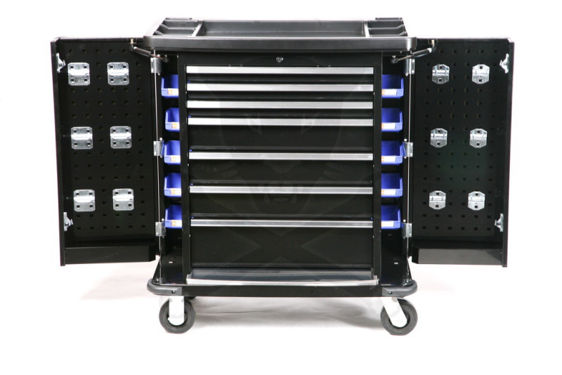 Szerszámos kocsi  7 fiókos + 2 oldalt nyitható - tálcához alkalmas