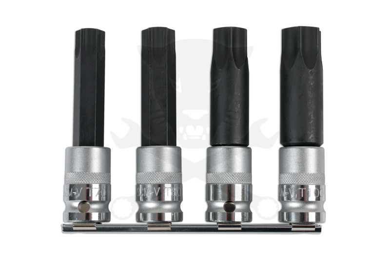 Rátűzőkulcs - crowa+bit készlet furatos torx 4 db T70-T80-T90-T100