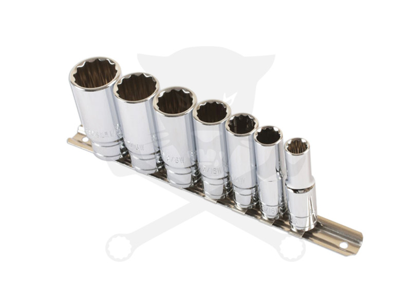 Dugókulcs - crowafej készlet 3/8" 12 szögű WHITWORTH BSW 1/8"-1/2" 7 db