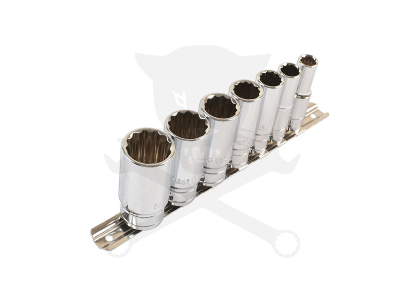 Dugókulcs - crowafej készlet 3/8" 12 szögű WHITWORTH BSW 1/8"-1/2" 7 db