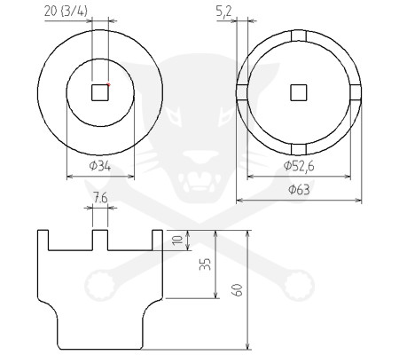 Körmös dugókulcs gömbcsukló szereléshez spec. Mercedes "M" osztály