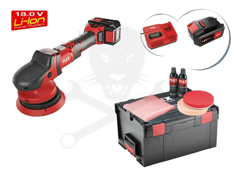 Excenterpolírozó, akkus 18V 2db 5Ah Li-Ion 150 mm - FLEX (XFE 15 150 18-P Set)