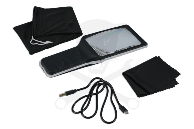 Nagyító  4x - szabályozható 10 db ultra fényes LED, akkus USB töltős