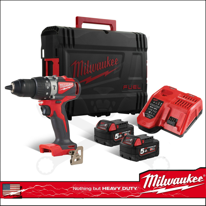 Ütvefúró-csavarozó, akkus 18V 82 Nm 2x 5Ah + koffer - Milwaukee (M18BLPD2-502X)