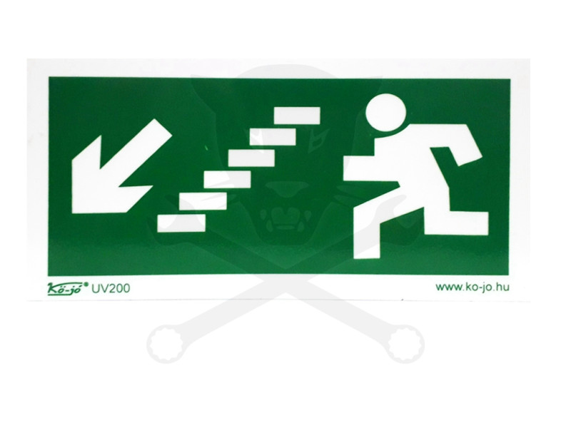Tábla utánvilágítós öntapadós menekülési irány balra le 200x100 UV200