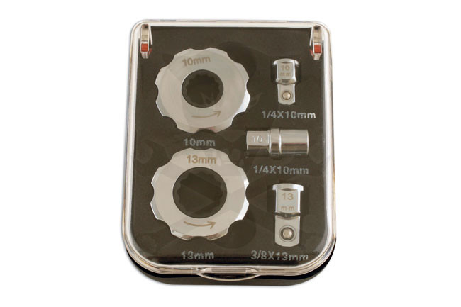 Racsnis fej készletben 10 és 13 mm + adapterek