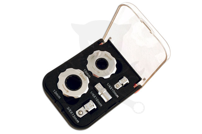 Racsnis fej készletben 10 és 13 mm + adapterek
