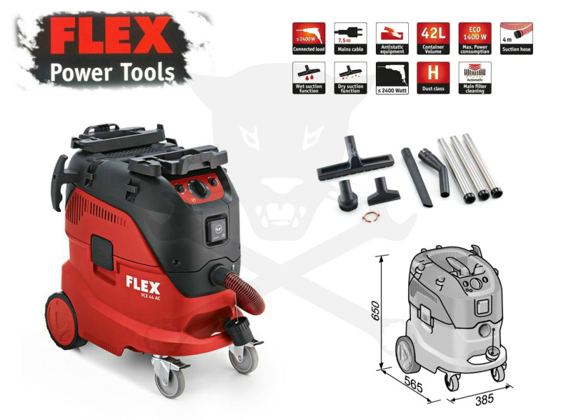 Porszívó, ipari 1400 W - 42 literes + takarító szett - FLEX (VCE 44 H AC-KIT)