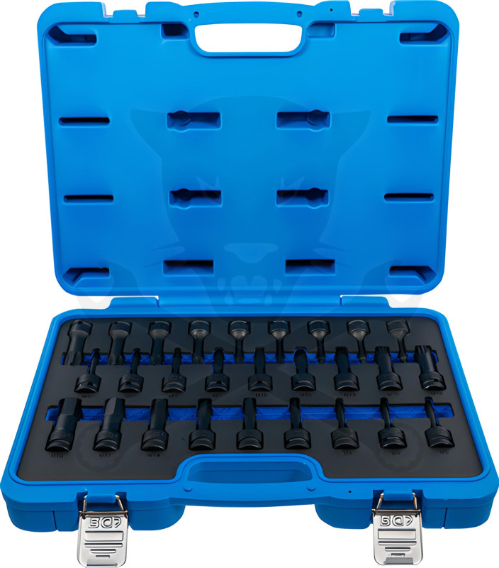 Légkulcsfej készlet 1/2" 27 db-os torx, imbusz, spline