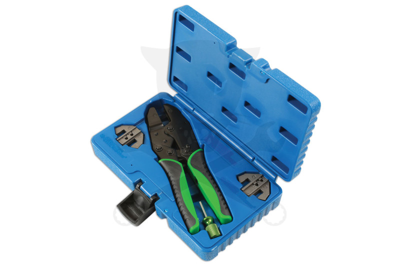 Fogó, saruzó - racsnis - szigeteletlen sarukhoz DIN 0.35-3.0 mm2 készlet-