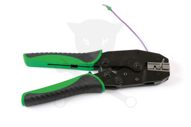 Fogó, saruzó - racsnis - szigeteletlen sarukhoz DIN 0.35-3.0 mm2 készlet-