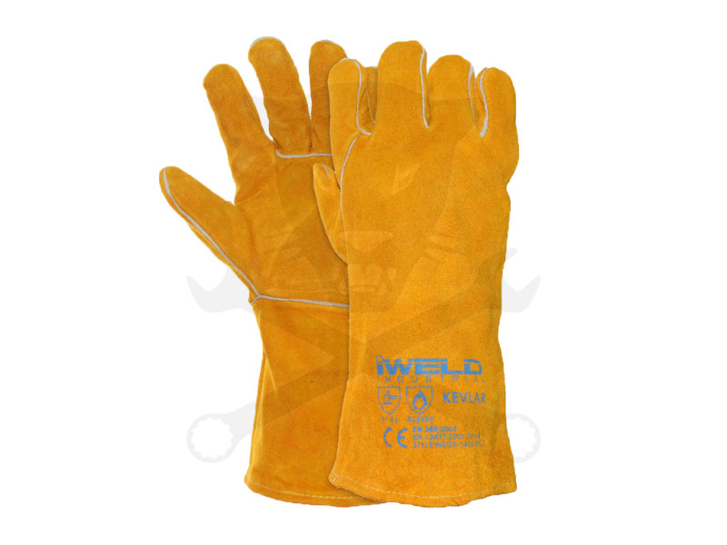 Kesztyű hegesztő, sárga bélelt, KEVLAR 14"