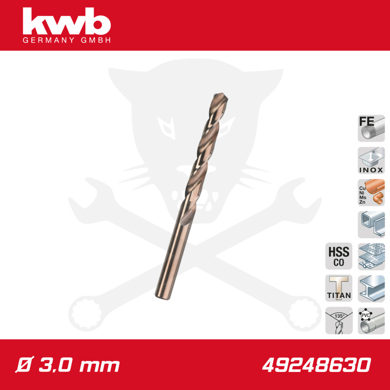 Csigafúró 3,0 mm HSS-G Co5 DIN 338 Twist, profi - KWB