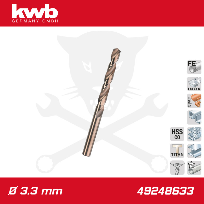 Csigafúró  3,3 mm HSS-G Co5 DIN 338 Twist, profi - KWB