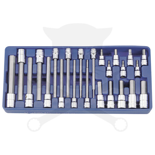 Tálcás Genius rátűzőkulcs készlet imbusz COLOS 3/8" + 1/2" 24 db-os 1/3