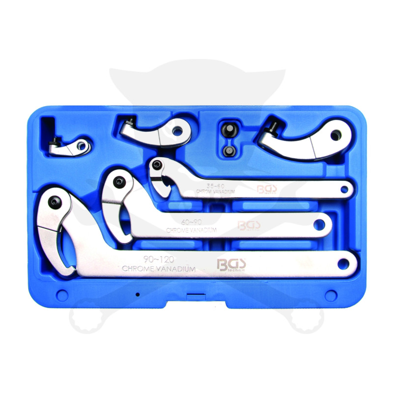 Körmöskulcs, orros készlet - cserélhető csapos és orros  8 db-os BGS