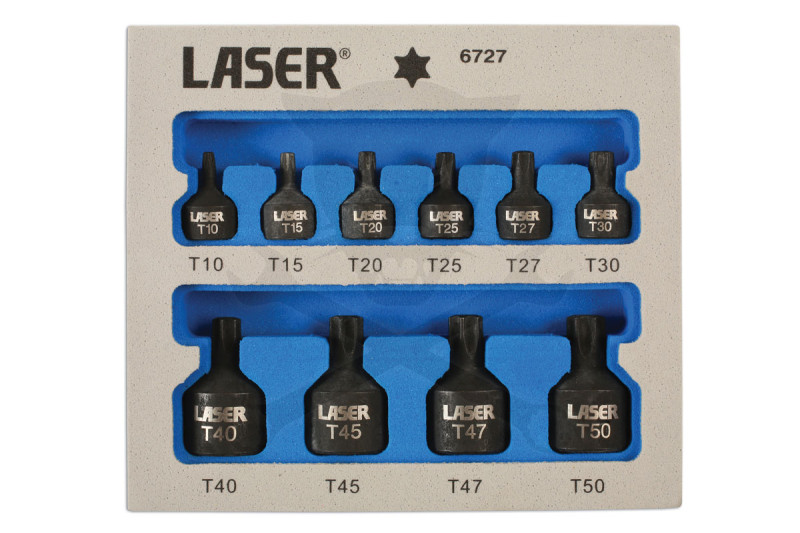 Rátűzőkulcs, gépi Torx T10-T50 10 db-os - extra alacsony