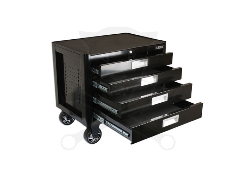 Szerszámos kocsi  4 fiókos gurulós + becsukható húzófogantyú - Laser