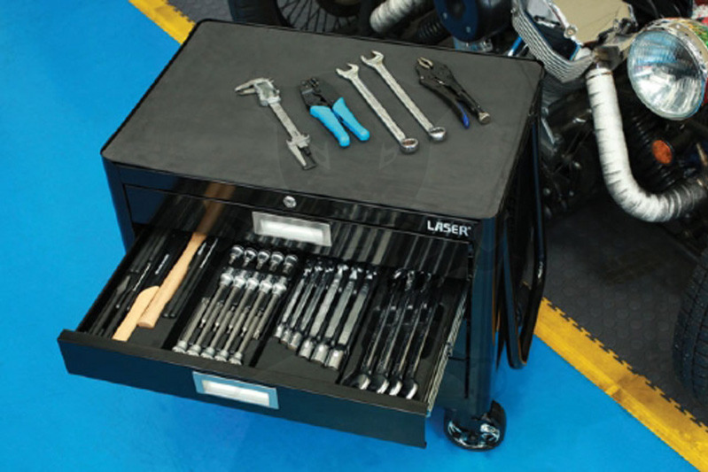 Szerszámos kocsi  4 fiókos gurulós + becsukható húzófogantyú - Laser