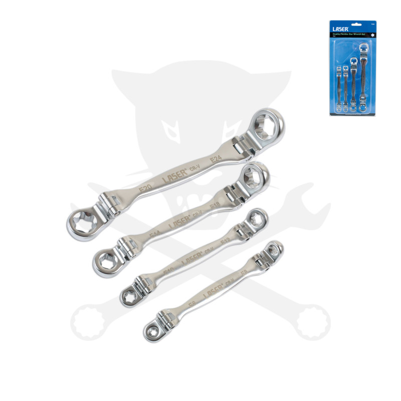 Torx csillagkulcs készlet 4 db-os csuklós - 8 méret: E6 - E24  - AT18