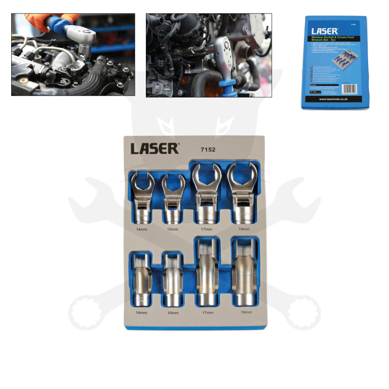 Üzemanyagcső kulcs készlet 8 db spec. nyitott dugókulcs + CrowFoot