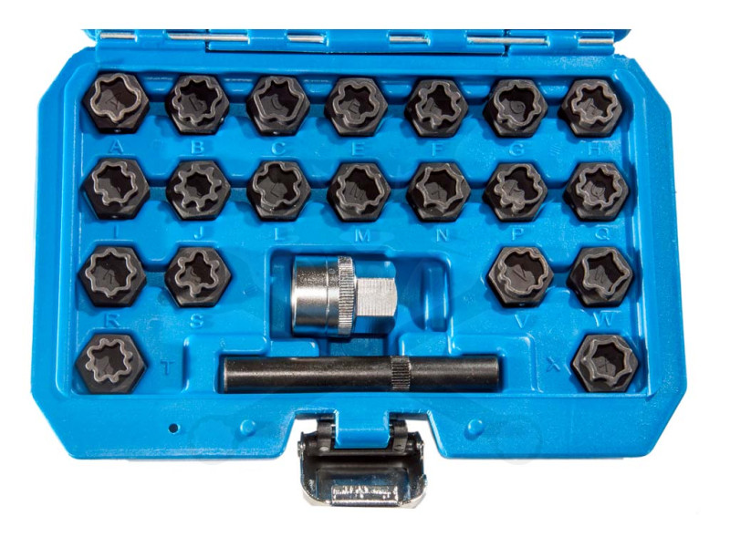 Kerékőr/anyacsavar kulcs készlet Audihoz 22 db-os