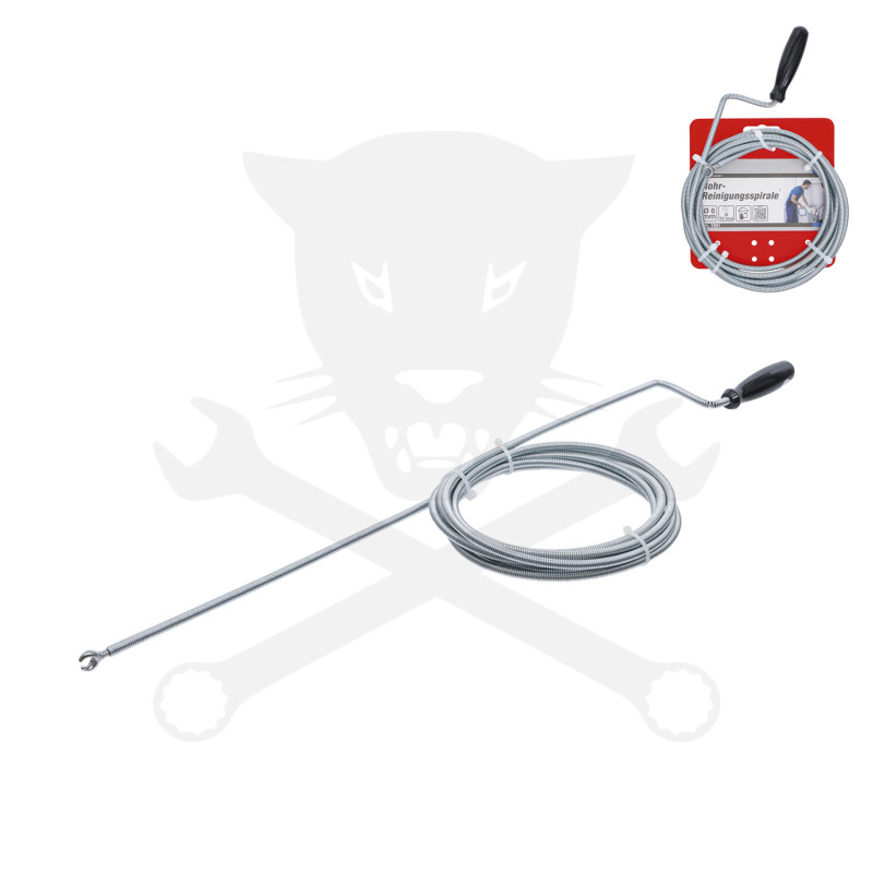 Csőtisztító spirál  3 méter x 6 mm - Fej átmérő: 10 mm - Kraftmann