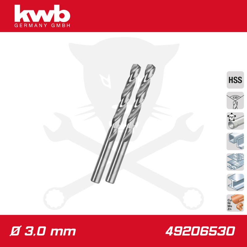 Csigafúró  3,0 mm HSS-G DIN 338 Silver Star, profi 2 db-os - KWB