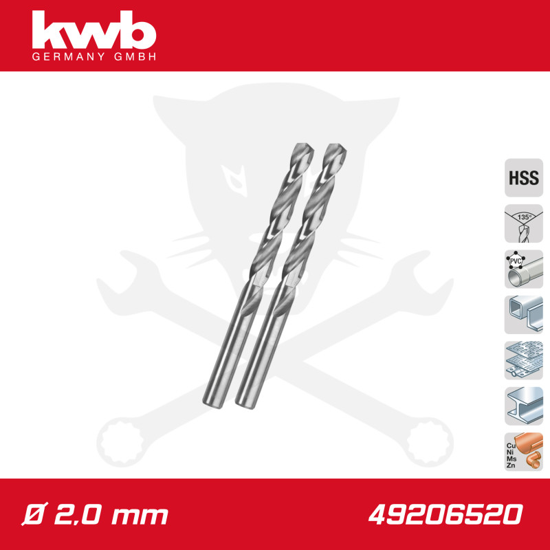 Csigafúró  2,0 mm HSS-G DIN 338 Silver Star, profi 2 db-os - KWB