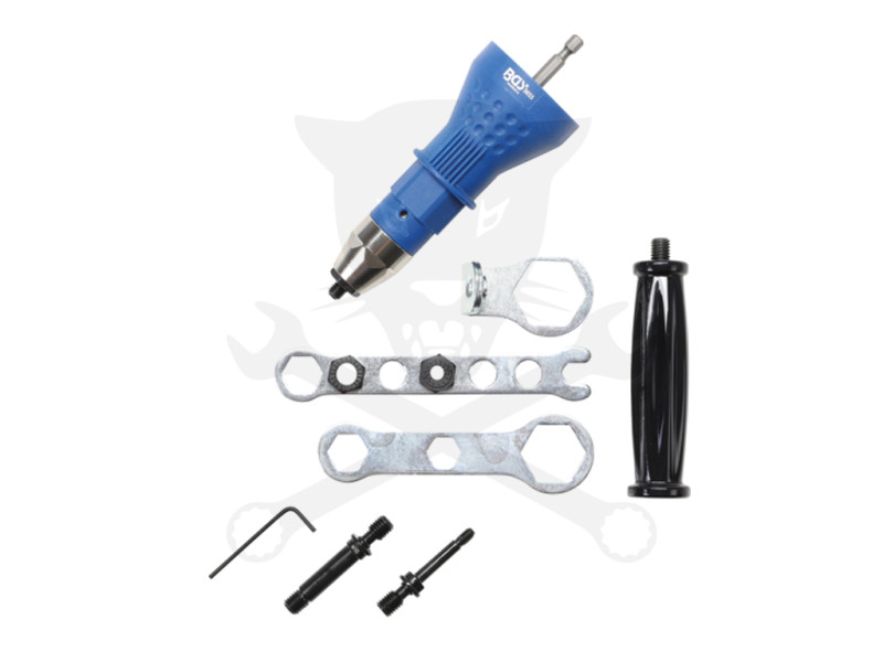 Szegecsanyahúzó adapter fúrógéphez-behajtóhoz. -   8 db-os készlet - BGS