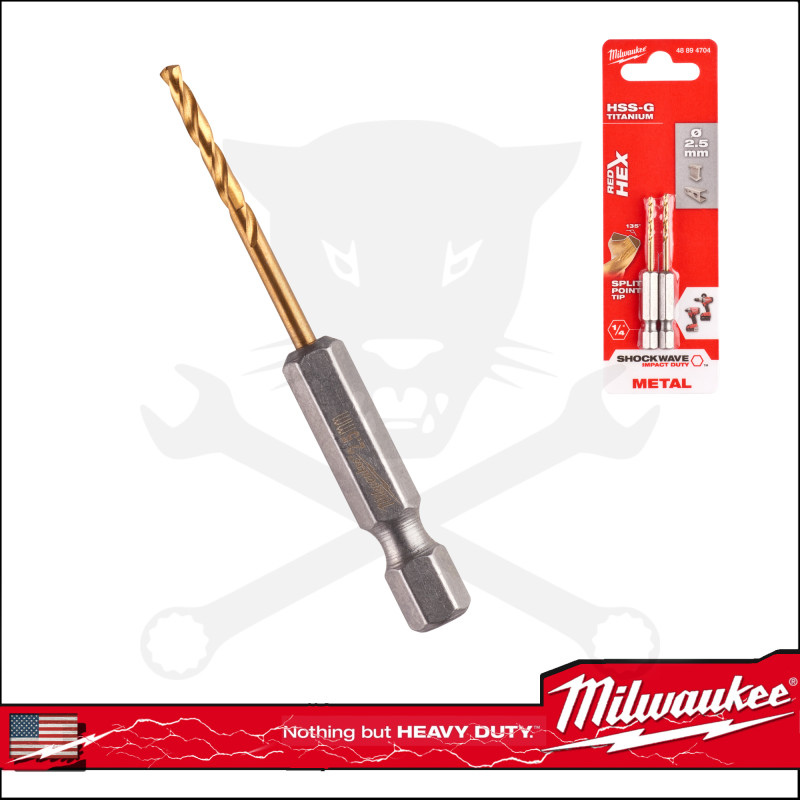 Csigafúró készlet HSS-G TiN 2.5 mm 2 db 1/4" RED HEX Milwaukee