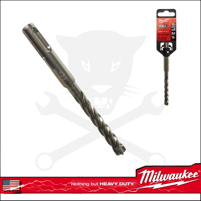 Kőzetfúró  8.0 x 115 mm - négyélű  SDS-Plus - MX4 Milwaukee