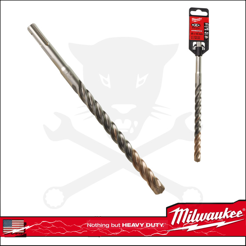 Kőzetfúró 12 x 210 mm - négyélű  SDS-Plus - MX4 Milwaukee
