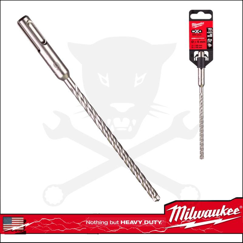 Kőzetfúró  6 x 165 mm - négyélű  SDS-Plus - MX4 Milwaukee