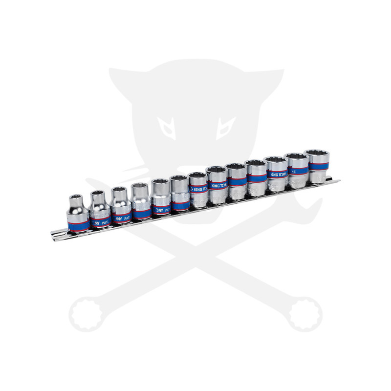 Dugókulcs - crowafej készlet 3/8" 12 sz. 7-19 mm norm. 13 db-os KingTony