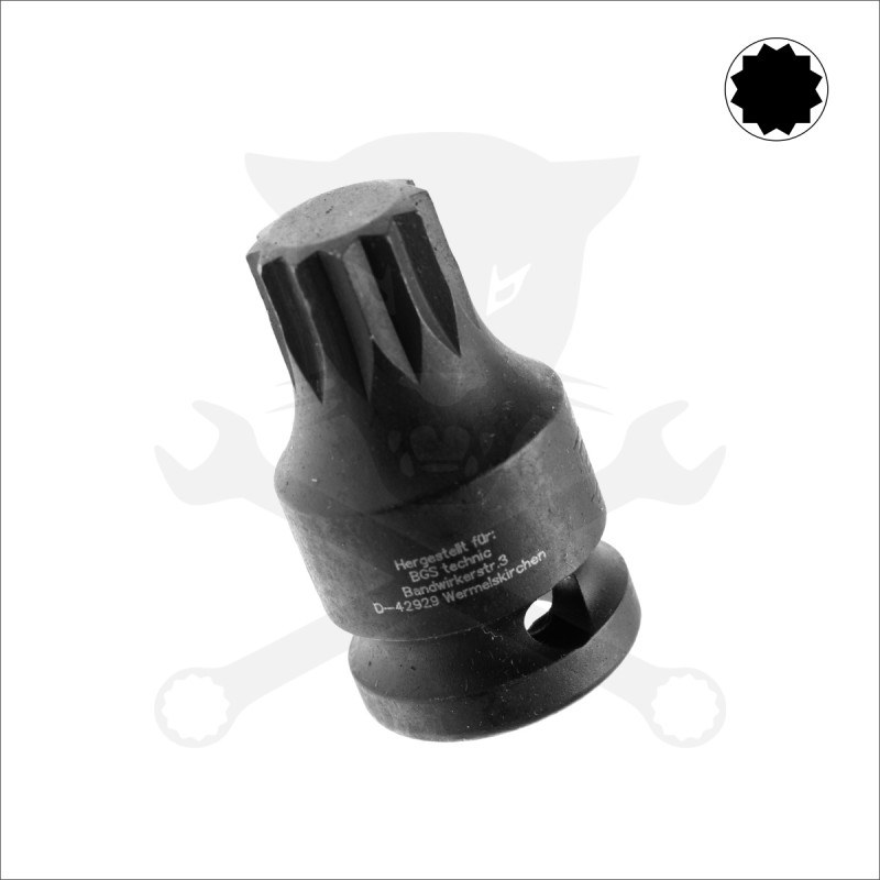Légkulcsfej 1/2" XZN - Spline M16 rövid BGS