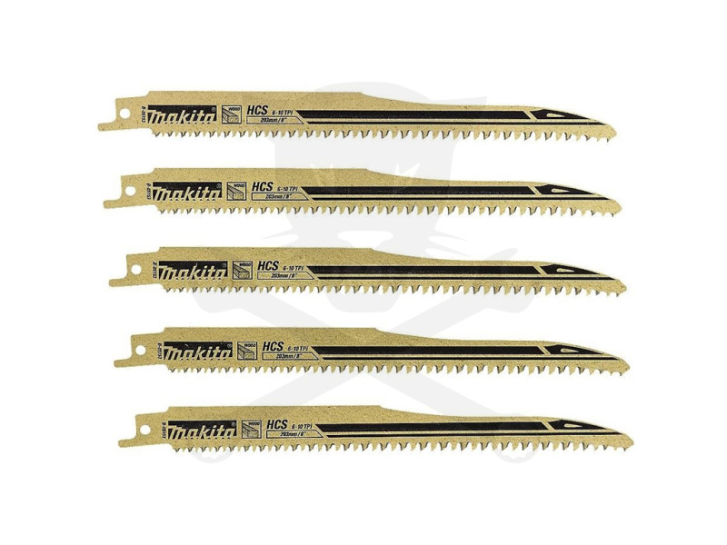 Fűrészlap kardfűrészhez, fára 203 mm 6-10 TPI HCS 5 db-os készlet Makita