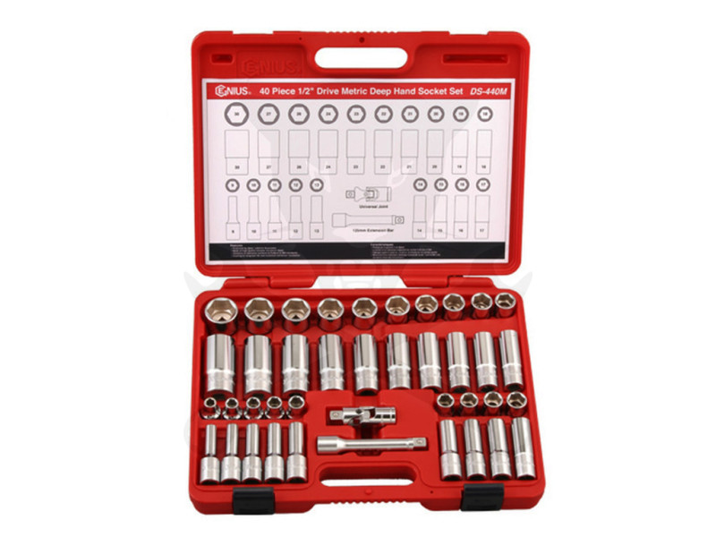 Dugókulcs - crowafej készlet 1/2" 6 lap 40 db-os Genius