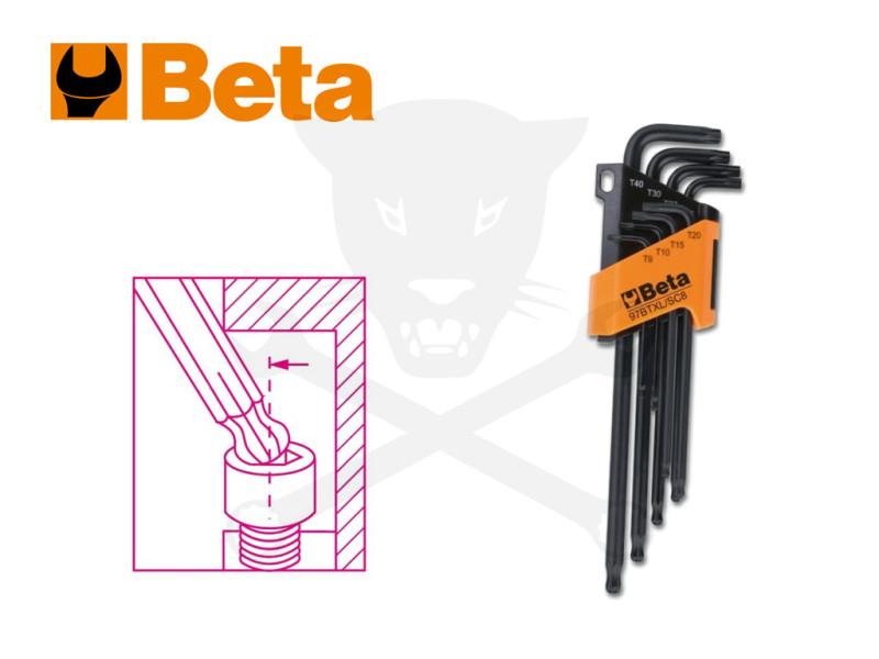 Torxkulcs "L" alakú készlet 08 db-os gömbvégű torx, hosszú - Beta